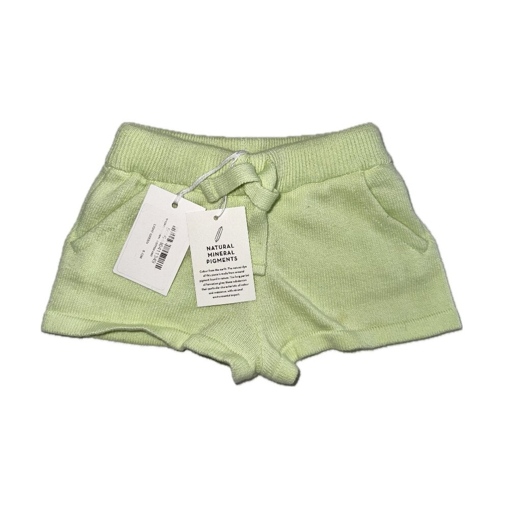 Organic Cotton Knit Shorts, Light Green, 6 - 12 months